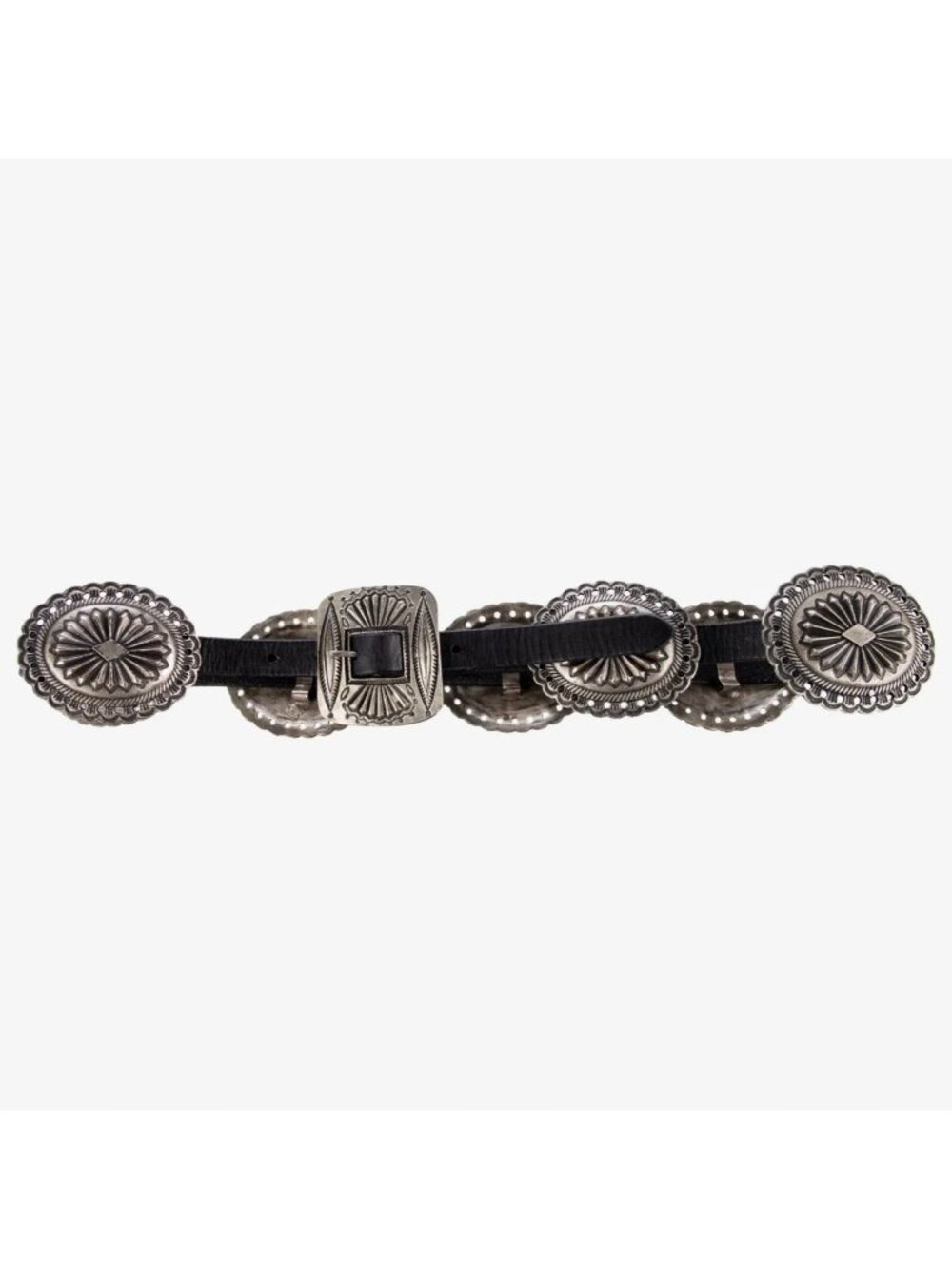 POLO Ralph Lauren Collection Belt sz L Concho black leather silver hammered